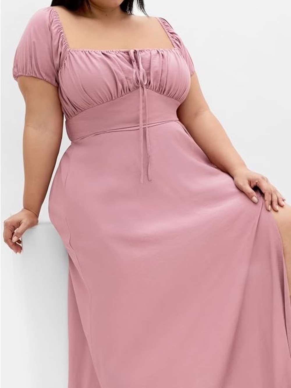 NWT City Chic Abbigail Split Maxi Dress in Roseberry Size 18 Smocked W/ Slit